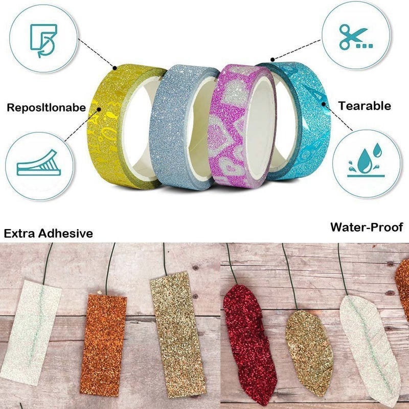 Phantomon Washi Tape Craft Tape Set 30 Roll Wide Decorative Tape for Art, DIY Decor, Scrapbook, Glitter Washi Masking Tape - Image 4
